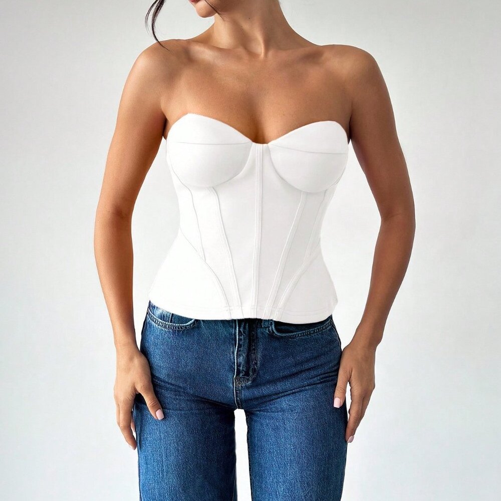 White Casual Women's Elegant Tube Top